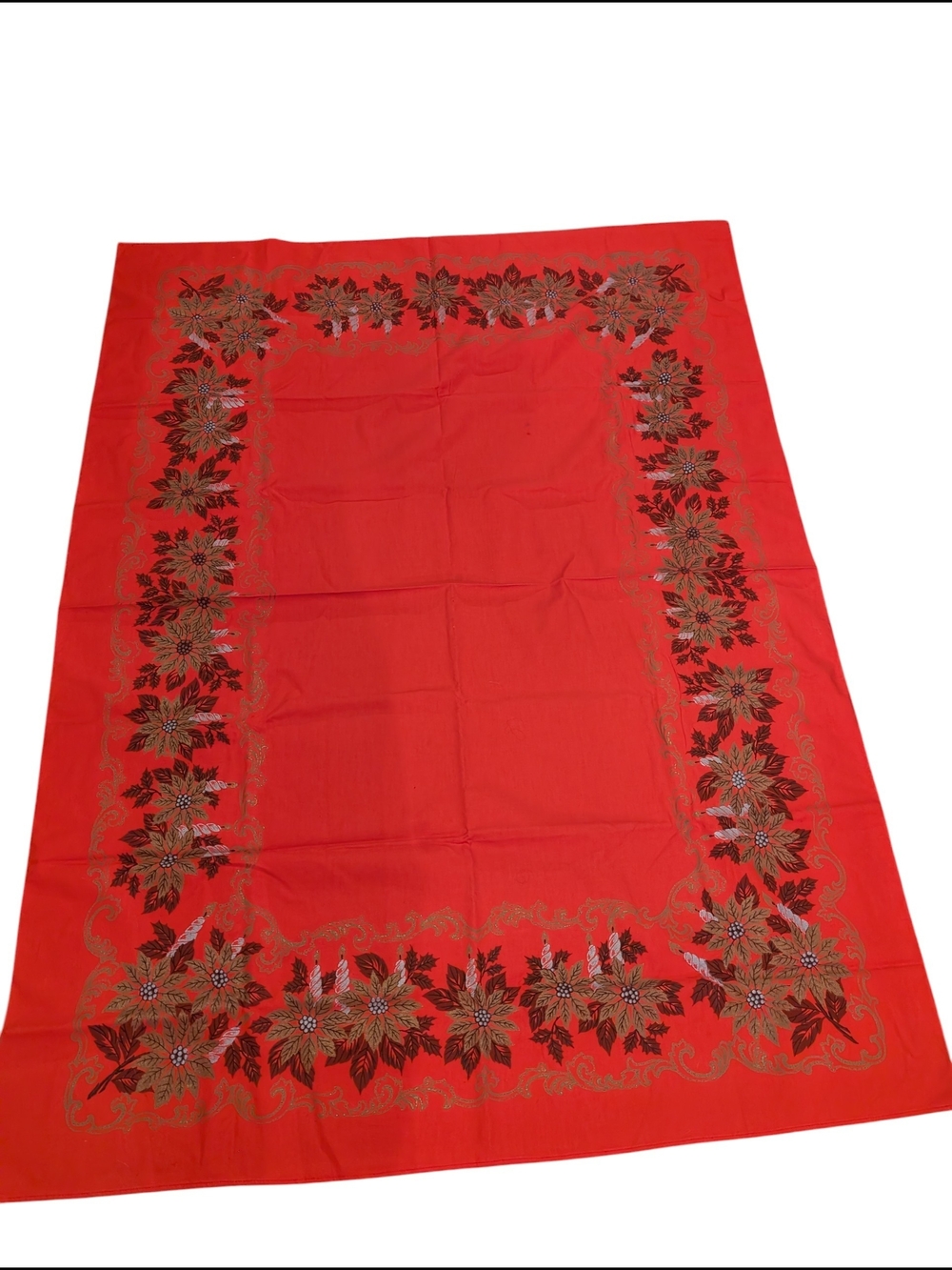 Red Poinsettia Holiday Tablecloth